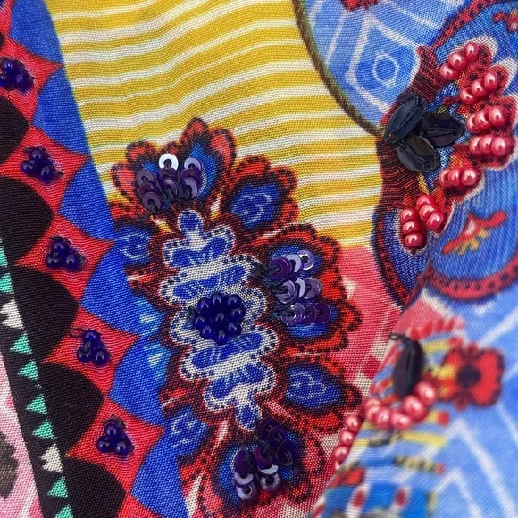 Anthropologie Nyza Beaded Multi Color Blouse By Bhanuni by Jyoti FREE SHIPPING - Picture 9 of 12